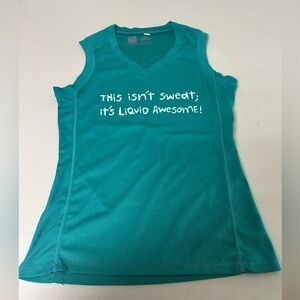 Women’s Teal Sleeveless Athletic Tank Top with Slogan
